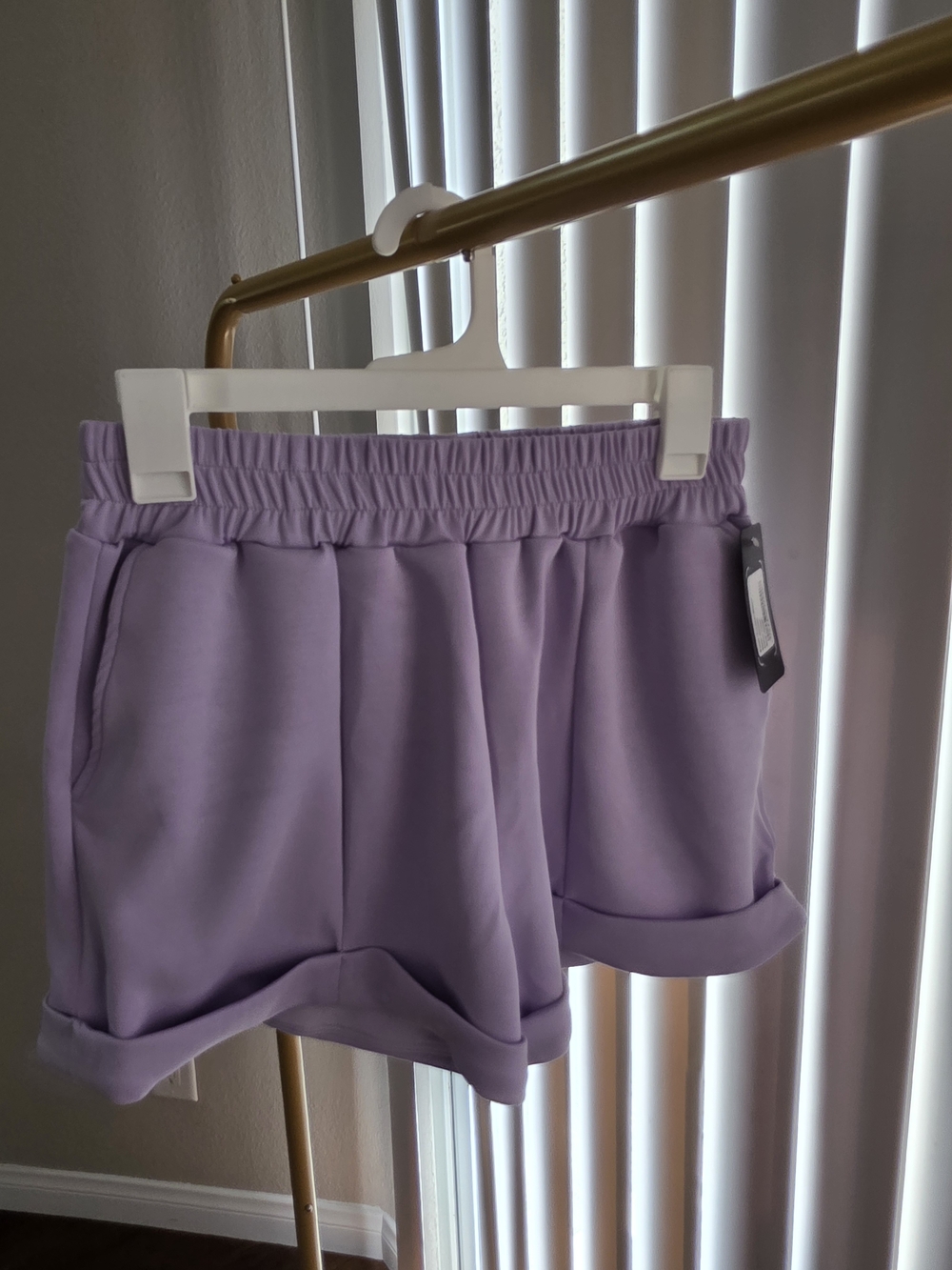 Women’s Lavender Casual Elastic-Waist Shorts